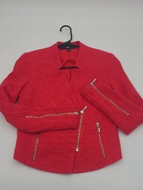 Mossimo Supply Co. Coral-tweed Textured Zip-Front Blazer